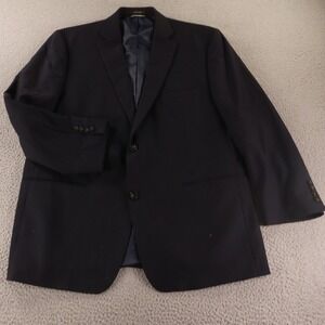 Greg Norman Jacket XL Black Herringbone Self Stripe 100% Wool Blazer 46R
